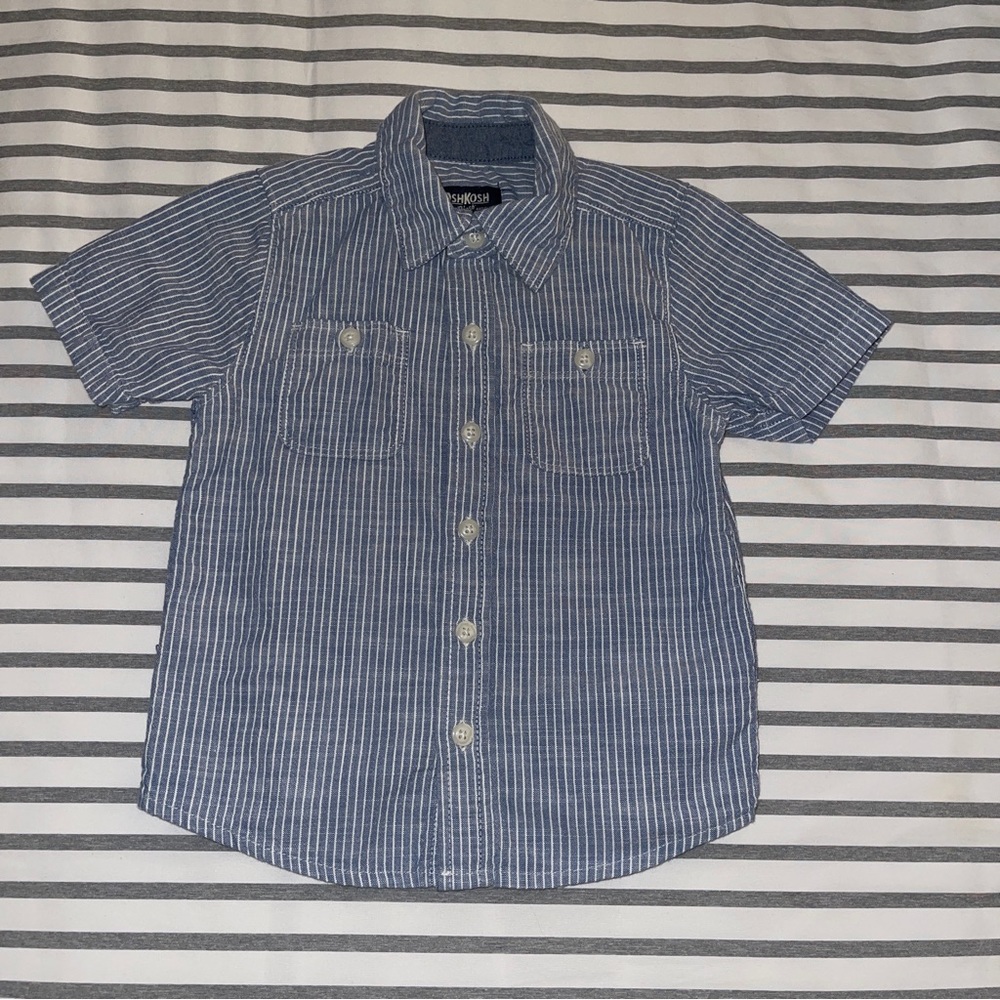 Osh Kosh B’Gosh Chambray Stripe Short Sleeve Button Down Shirt 3T
